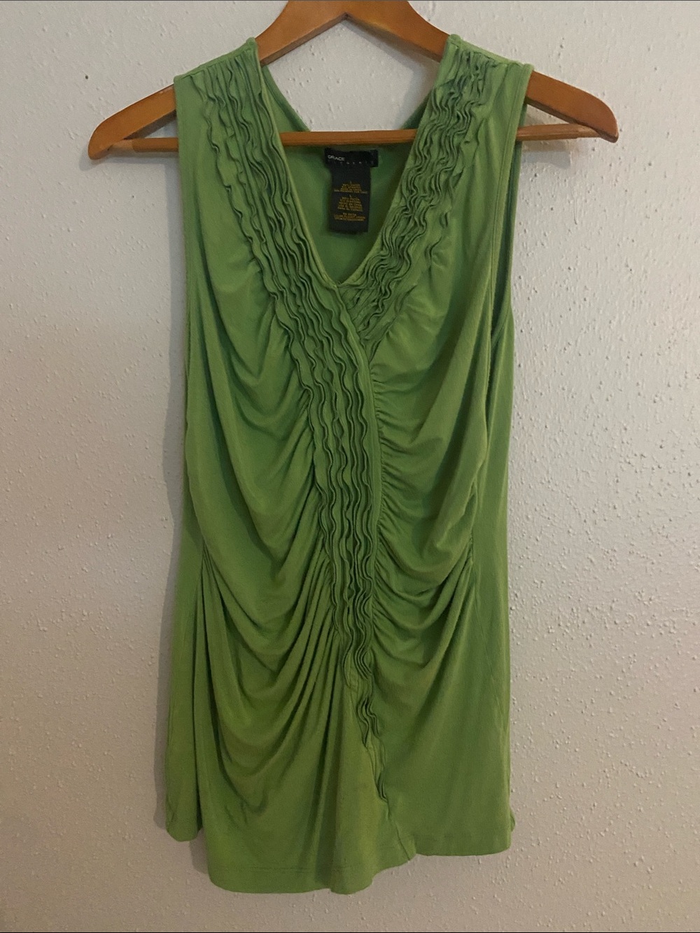 Grace Sleeveless Ruffled V-Neck Dress - Planet Green